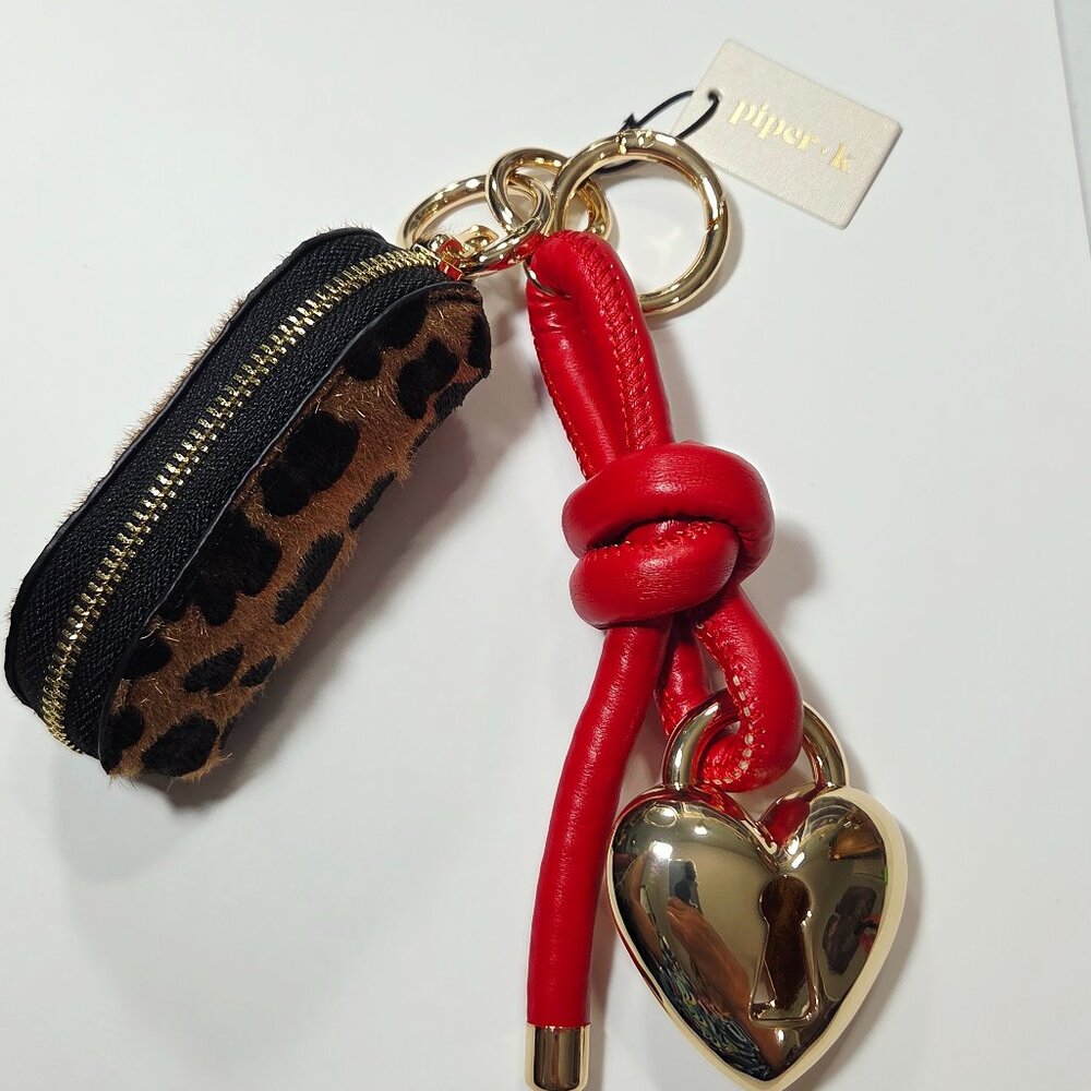 NWT NEW RELEASE 5 1/2" Piper K oversized Heart-Red Knot-Lipstick Case Keychain
